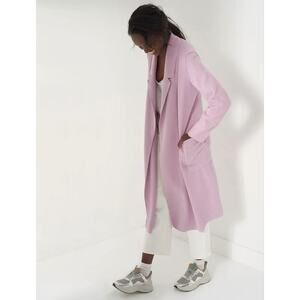 SØSKEN Heidi Long Sleeve Brushed Knit Collared Duster Cardigan Jacket Lavender-2